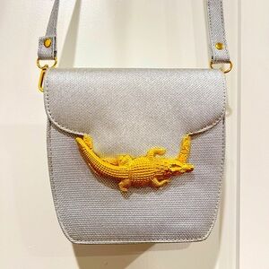 Vintage Crocodile Clasp Silver Purse